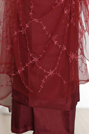 Silk Churidar Material with Floral Thread Embroidery