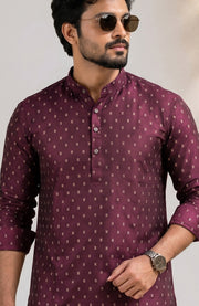 Paul Berg Men’s Short Kurta – Golden Print Work