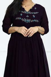 Flared Georgette Kurti – Cut Bead & Sequins Work