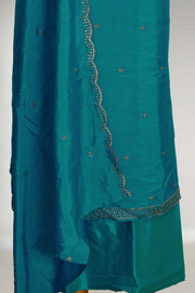 Silk Churidar Material with Golden Embroidery and Thread Work