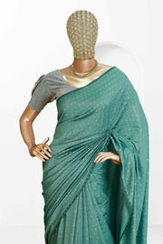 Fancy Vichitra Saree – Silver Glitter Elegance