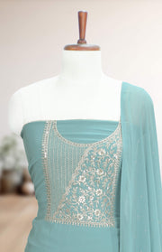 Georgette Churidar Material – Golden Thread Work