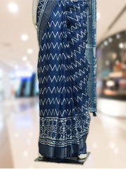 Indigo Linen Dresscode Saree with Batik Design - ₹455