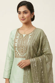 Silk Churidar Material – Golden Thread Work with Sequins