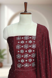 Silk Churidar Material – Stone & Mirror Work