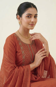 Silk Churidar Material – Golden Thread Work with Sequins