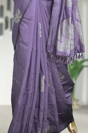 Soft Silk Saree with Floral Print & Tassels