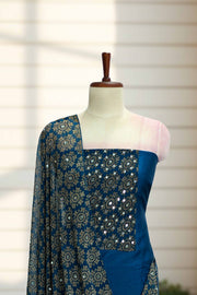 Silk Churidar Material-Ajrakh Print