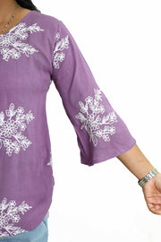 Rayon Short Top with Embroidery
