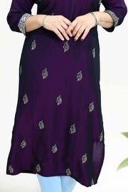 Soft Silk Kurti – Floral Thread Work