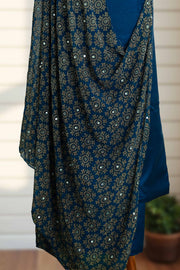 Silk Churidar Material-Ajrakh Print