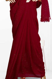 Fancy Vichitra Saree – Stone Work Elegance