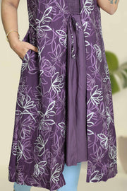 Overcoat Top – Floral Print with Smocking Design