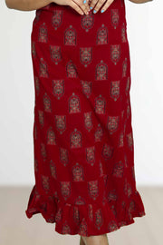 Ajarak Print Cotton Night Dress – V Neck & Puff Sleeve