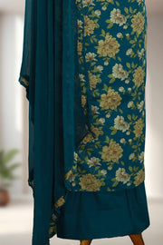 Cotton Churidar Material – Floral Print with Button Work