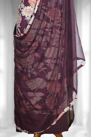 Cotton Churidar Material with Floral Print & Button Work