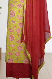 Cotton Churidar Material – Button Work & Floral Print