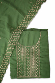 Georgette Churidar Material – Golden Thread Work with Stone