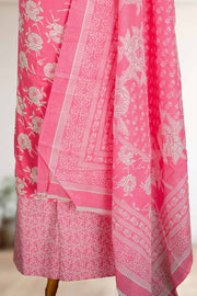 Cotton Churidar Material – Floral Print with Button Work