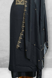 Georgette Churidar Material – Golden Embroidery with Sequins Work