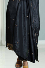 Silk Churidar with Stone Work – Leaf Neck Design