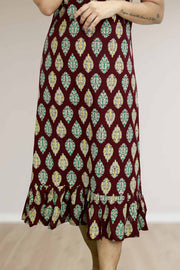 Ajrakh Print Cotton Night Dress