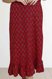 Ajarak Print Cotton Night Dress – V Neck & Puff Sleeve