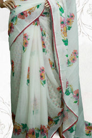 Linen Cotton Fancy Floral Saree