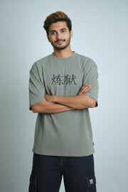 Anime Printed Drop Shoulder Five Sleeve T-Shirt – Rengoku Edition