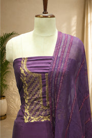 Silk Churidar Material – Golden Thread Work with Sequins