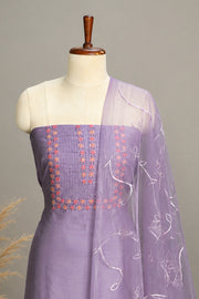 Silk Churidar Material –  Floral Thread & Sequins Work