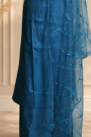 Silk Churidar Material –  Floral Thread & Sequins Work
