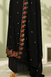 Georgette Churidar Material – Golden Floral Thread & Stone Work