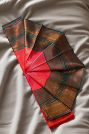 Semi Silk Saree – Brocade Work & Geometric Motif