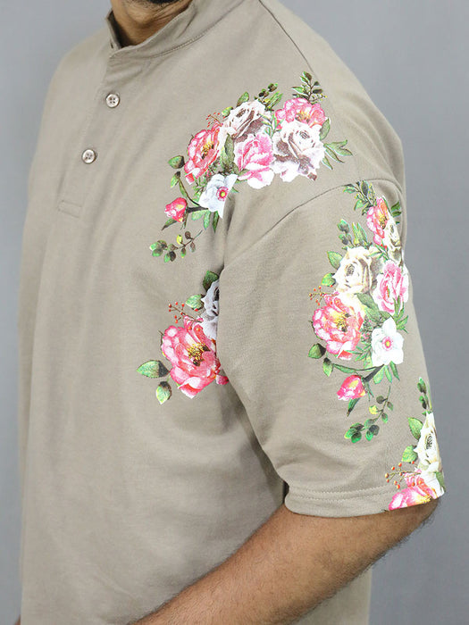 Men Five  Sleeve Flower Printed  T shirt - HOG & FOG