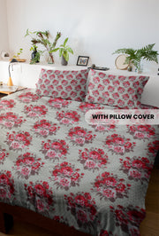 Floral Print Poly Cotton Bed Sheet with Pillow Covers