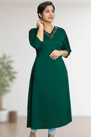 Women Embellished A-line Kurti