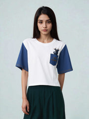 Loopknit Crop Short Top with Embroidery Thread Work