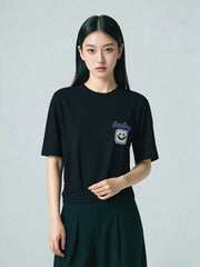 Loopknit Short Top with Printed Design