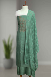 Silk Churidar Material with Sequin & Golden Thread Embroidery
