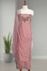 Elegant Silk Churidar Material with Floral Embroidery