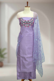 Silk Churidar Material with Embroidery Work