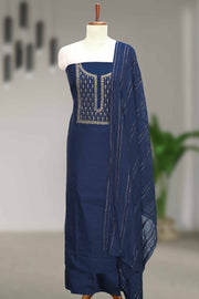 Silk Churidar Material with Golden Embroidery and Box Work