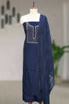Silk Churidar Material with Golden Embroidery and Box Work