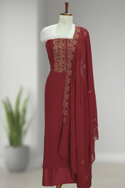 Georgette Churidar Material with Golden Thread & Sequins Work