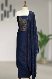 Silk Churidar Material with Golden Embroidery