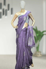 Soft Silk Saree with Floral Print & Tassels