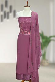 Floral Embroidered Sequinned Georgette Unstitched Churidar Material