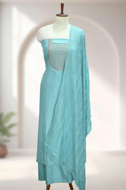 Silk Churidar Material with Sequin & Golden Thread Embroidery