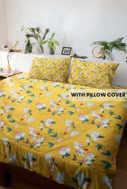 Floral Print Double Bedsheet with Matching Pillow Covers